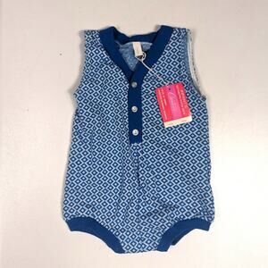 Vtg Carter's Onesie Baby Boys Sz 12-18m Blue 70s Bubble